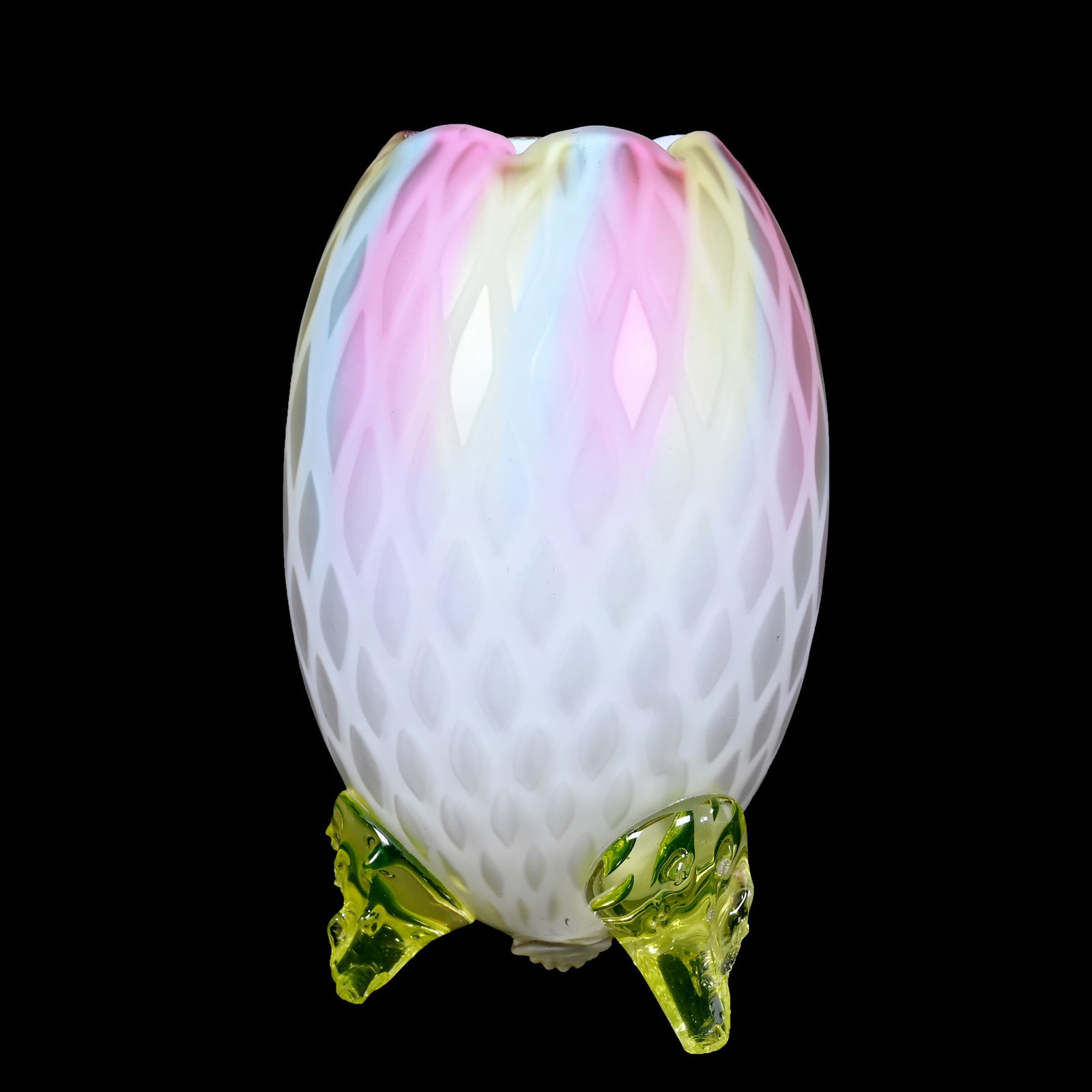 Footed Vase, Rainbow Satin MOP Art Glass (1 of 7)
