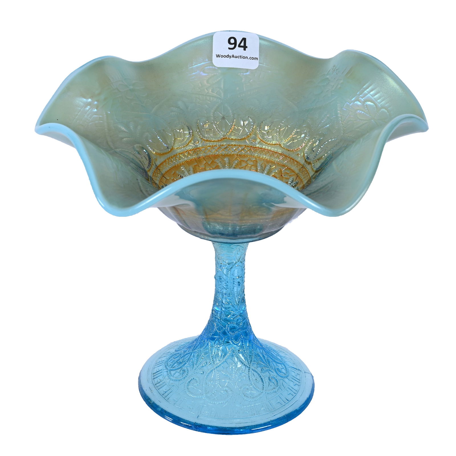 Compote, Carnival Glass, Hearts And Flowers (1 of 3)