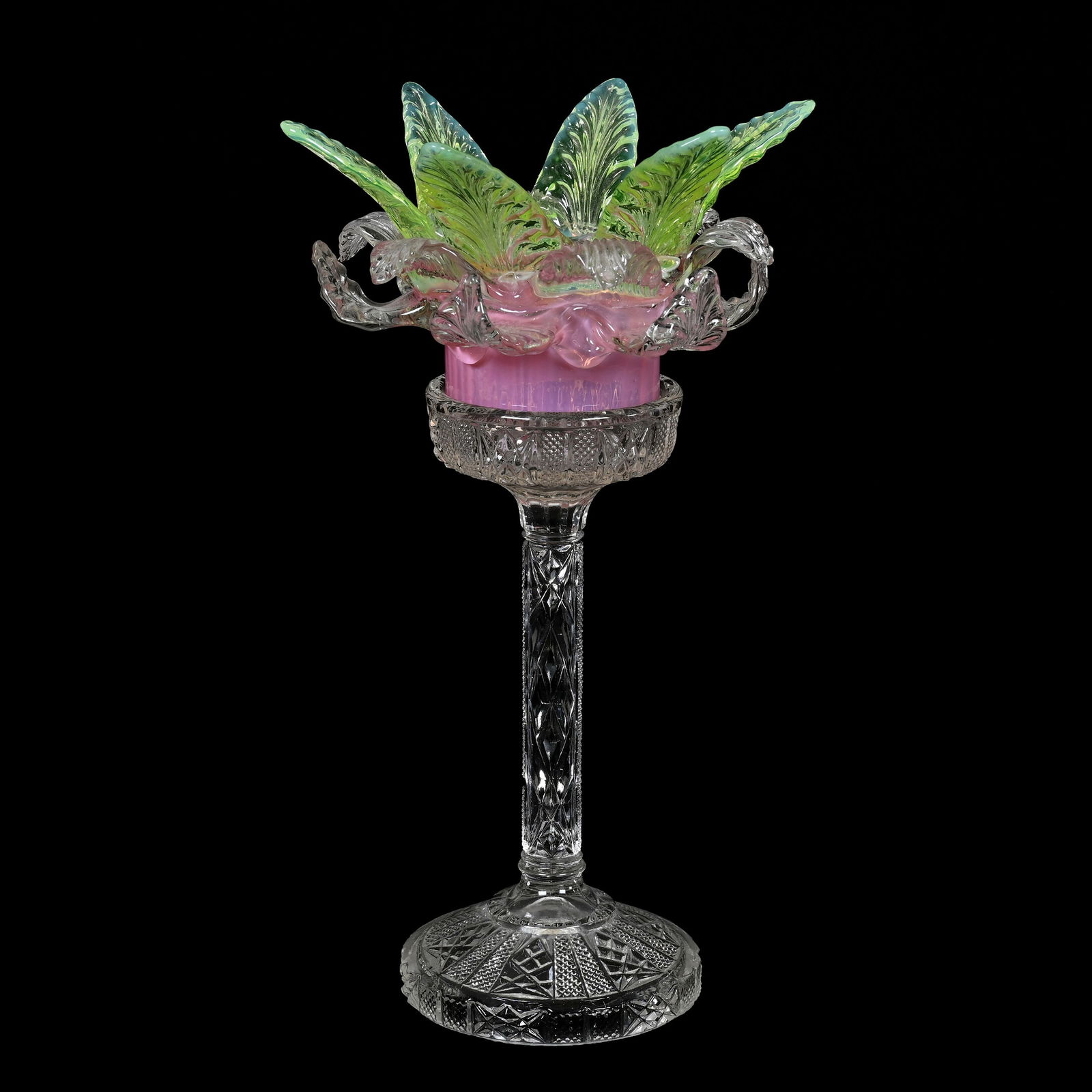 Fairy Lamp, Pink Opaque Shade With Clear And Vaseline (1 of 8)