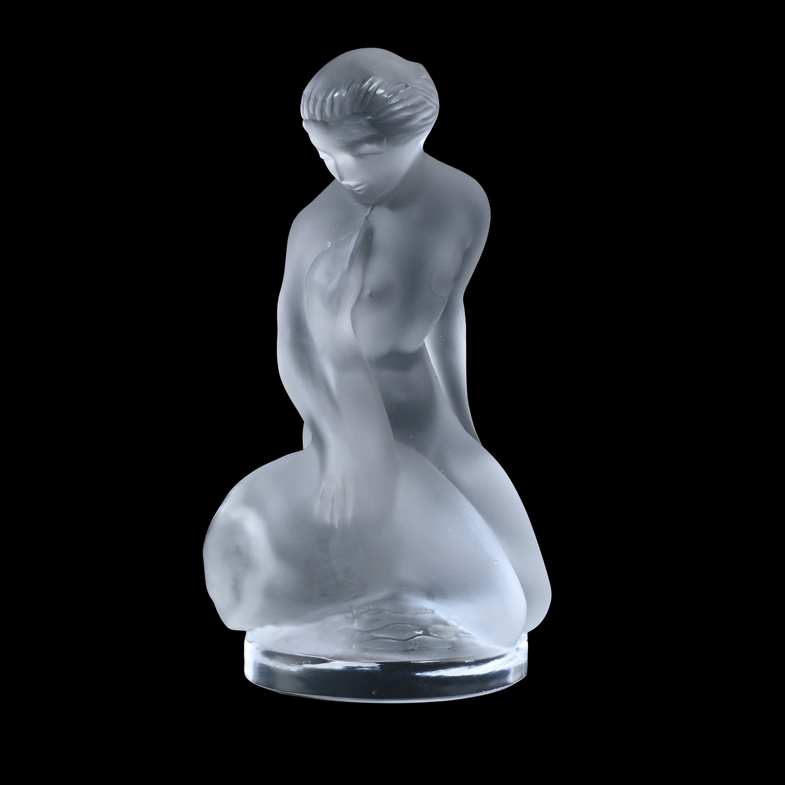 Paperweight Signed Lalique France: Paperweight Signed Lalique France, 4.5" x 2.25", Leda And The Swan, Texas Private Collection.