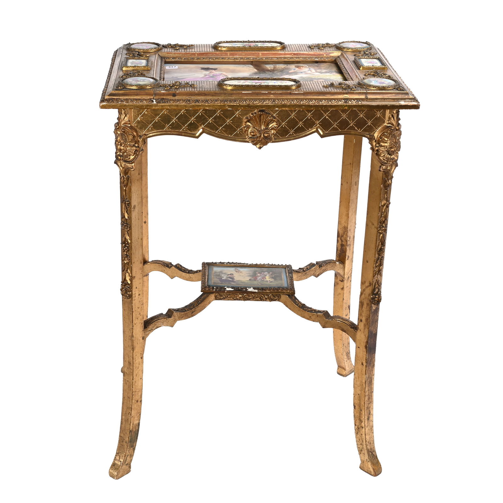 Small Vanity Table With Inlaid Porcelain Plaque (1 of 7)