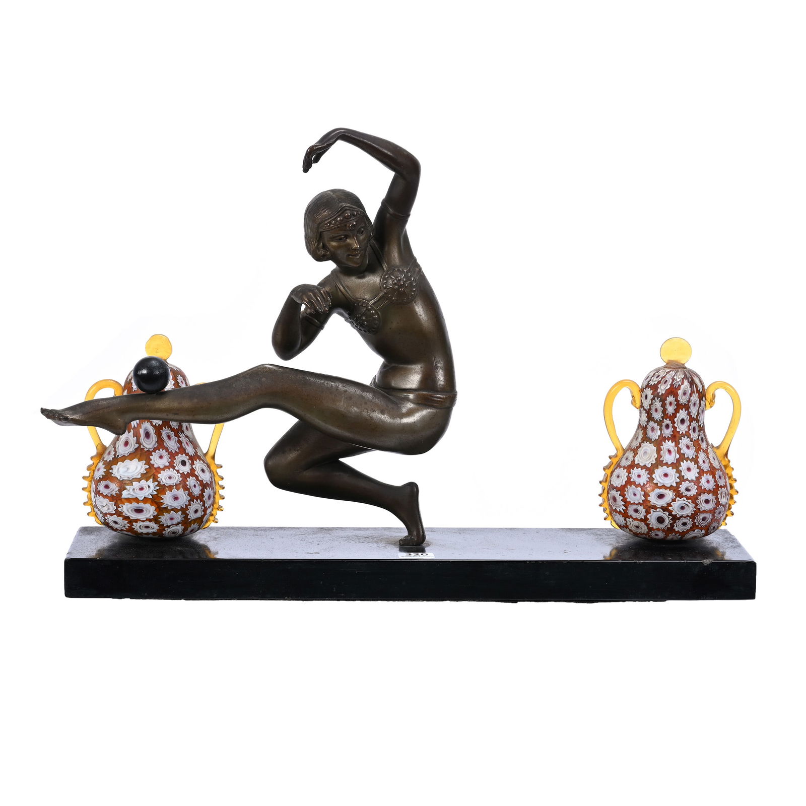 Lamp, Art Deco, Brass Figure Of Dancer (1 of 4)