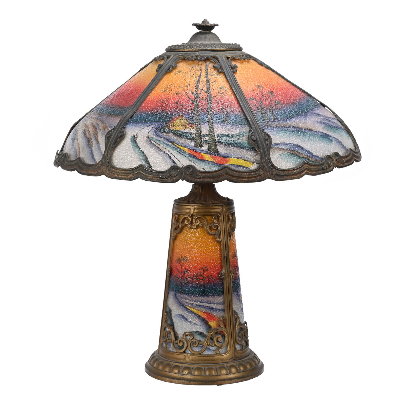 Table Lamp, Reverse Painted Scenic Shade (1 of 8)