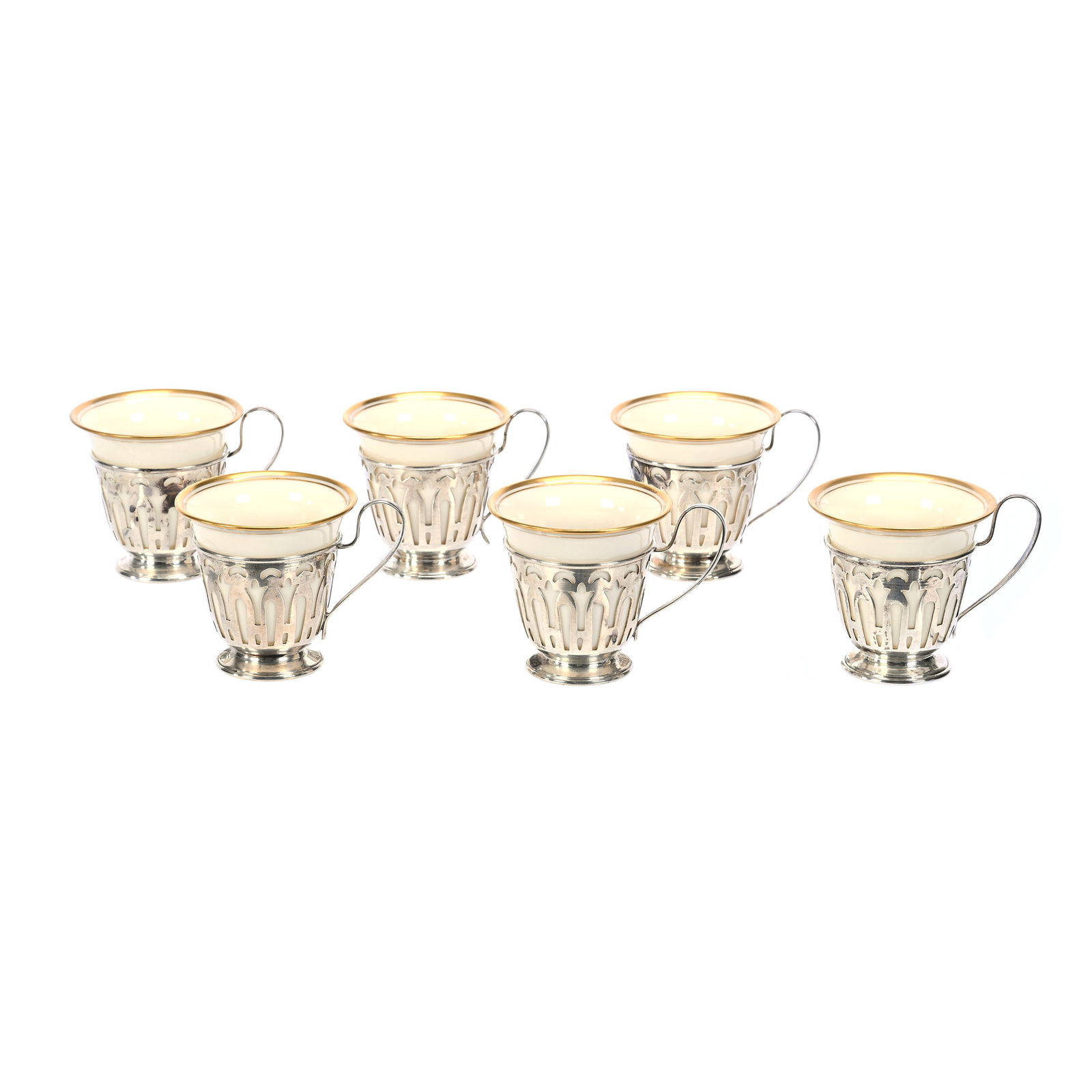 (6) Demitasse Cups Marked Lenox, Sterling Holders (1 of 4)
