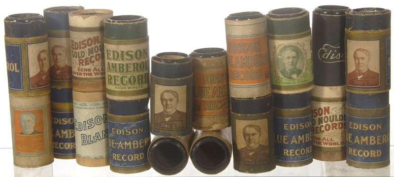 (20) ORIGINAL EDISON AMBEROL CYLINDER RECORDS IN CA: (20) ORIGINAL EDISON AMBEROL CYLINDER RECORDS IN CASES (NO LIDS) INCLUDES: I DIDN'T RAISE MY BOY TO BE A SOLDIER; IN EINEM KUHLEN GRUNDE VOLKSLIED; TUXEDO DANCE ORCH; HOW SORRY YOU'LL BE; AM RHEIN & D