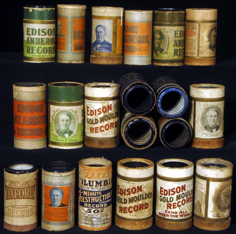 (20) ORIGINAL EDISON AMBEROL CYLINDER RECORDS IN CA: (20) ORIGINAL EDISON AMBEROL CYLINDER RECORDS IN CASES (NO LIDS) INCLUDES: TROVATORE; WHEN THE BELL IN THE LIGHTHOUSE; IN THE GOLDEN AUTUMN; BACK TO THE CAROLINA YOU LOVE; NOTHIN FROM NOTHIN LEAVES YO