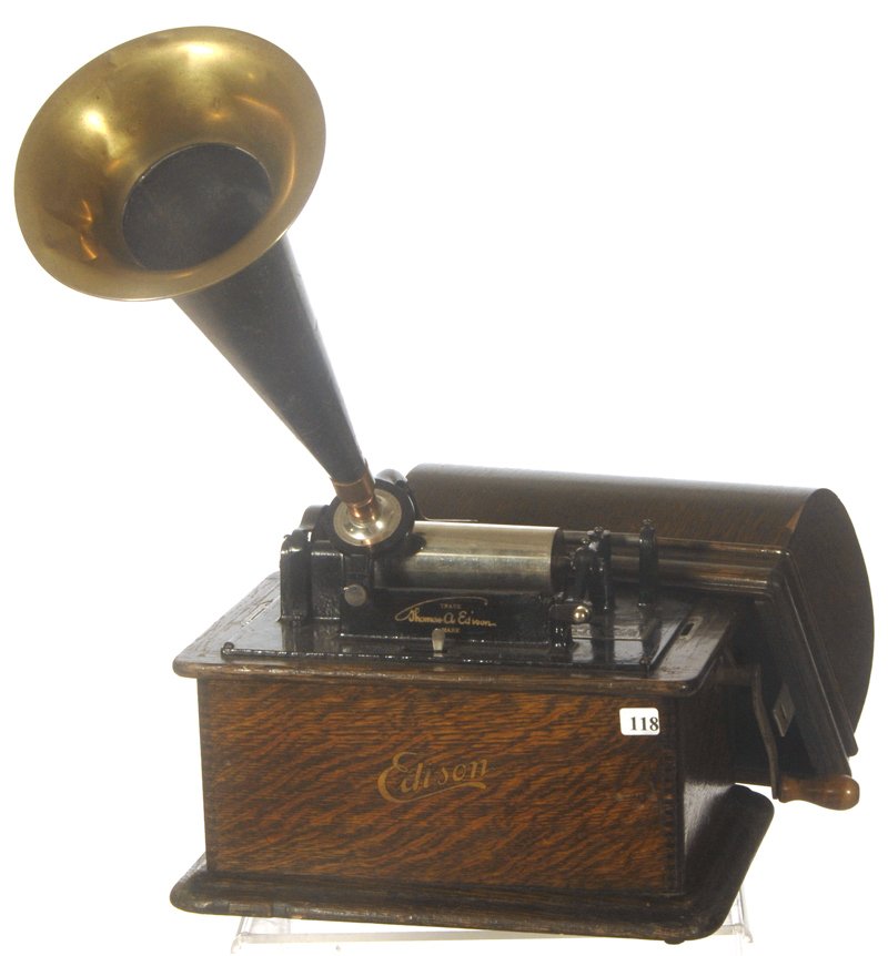 EDISON "STANDARD" PHONOGRAPH CYLINDER PLAYER: EDISON "STANDARD" PHONOGRAPH CYLINDER PLAYER SERIAL #409759 - W/ HORN