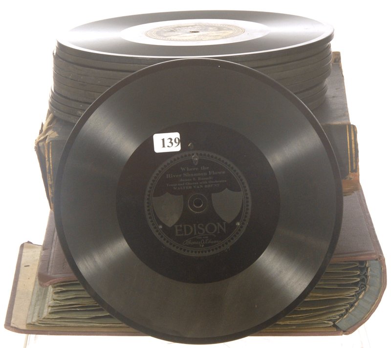 (32) 9 1/2" DIAMETER EDISON THICK PHONOGRAPH DISC: (32) 9 1/2" DIAMETER EDISON THICK PHONOGRAPH DISC RECORDS RANDOM TITLES INCLUDE: WHERE THE RIVER SHANNON FLOWS; PRETTY DICK POLKA; THE VAMPIRE; AND MANY MORE...