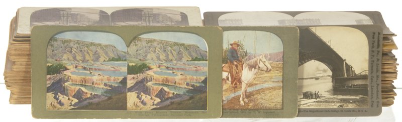 OVER (100) VINTAGE STEREO VIEW CARDS: OVER (100) VINTAGE STEREO VIEW CARDS INCLUDES: EADS BRIDGE; GERMAN PARADE; YELLOWSTONE; AND MANY MORE!