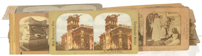 OVER (100) VINTAGE STEREO VIEW CARDS: OVER (100) VINTAGE STEREO VIEW CARDS INCLUDE: COTTON WORK; TISSUE CARDS; HORSE & MULE SCENES; AND MANY MORE....