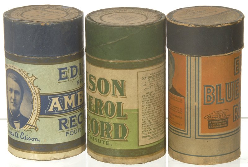 OVER (40) EDISON AMBEROL CYLINDER RECORDS IN CASES: OVER (40) EDISON AMBEROL CYLINDER RECORDS IN CASES ALSO INCLUDES ADDITIONAL EMPTY CASES AND SOME DAMAGED CYLINDERS NOT INCLUDED IN COUNT
