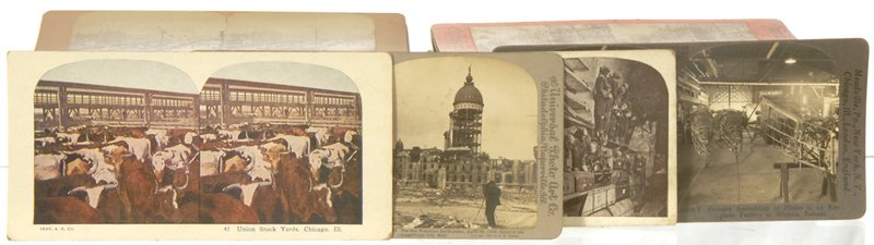 OVER (100) VINTAGE STEREO VIEW CARDS: OVER (100) VINTAGE STEREO VIEW CARDS INCLUDES: WICHITA AIRCRAFT PLANT; CRYPT; CITY; STOCK YARDS; AND MANY MORE...