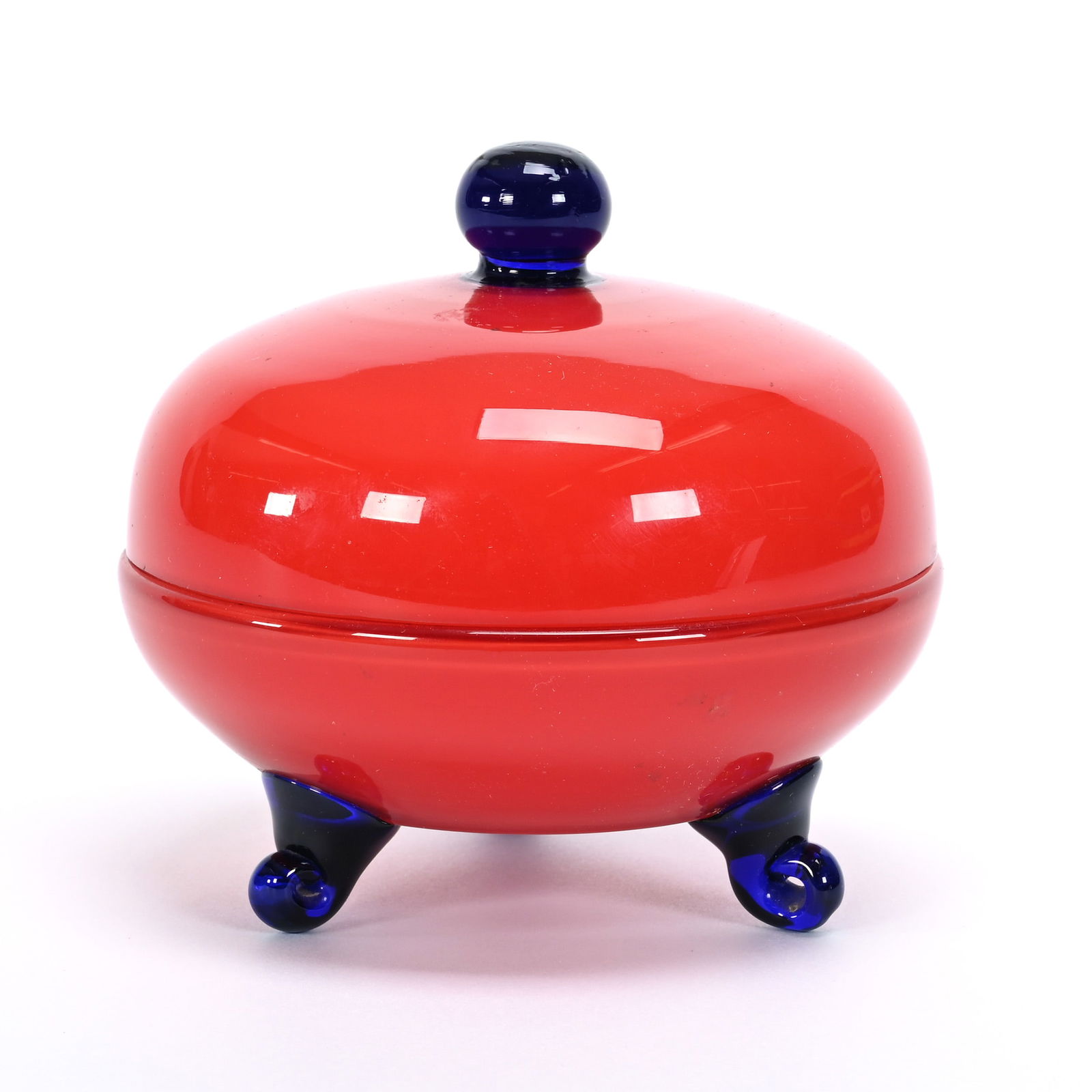 Footed Covered Jar Signed Czechoslovakia (1 of 3)