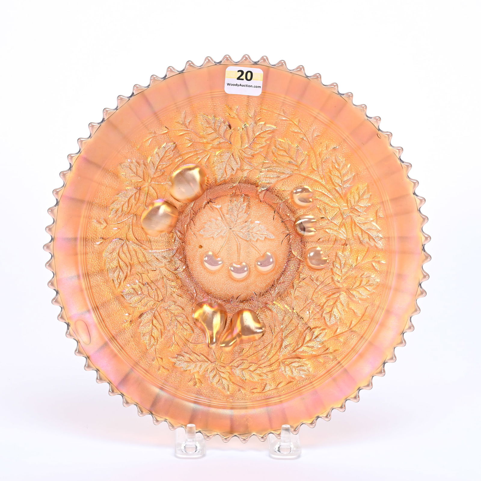 Plate, Carnival Glass, Three Fruits By Northwood (1 of 3)