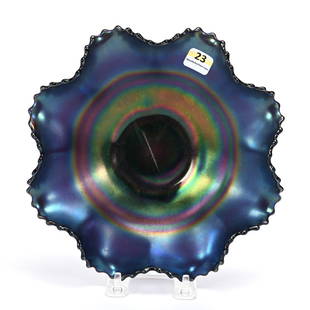 Bowl, Carnival Glass, Plain With No Pattern: Bowl, Carnival Glass, Plain With No Pattern, 8.75", Interior And Exterior Without Any Pattern, As Plain As They Come, Purple, Kansas Private Collection.