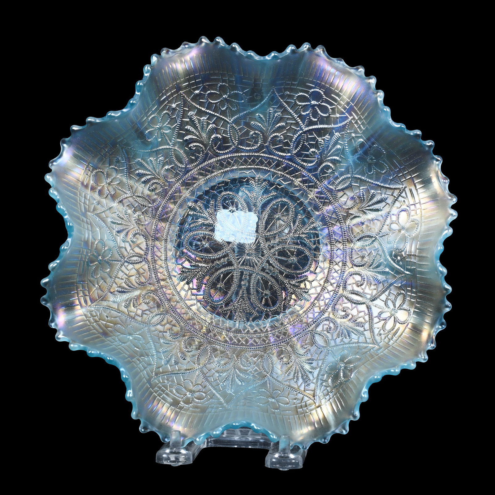 Bowl, Carnival Glass, Hearts & Flowers By Northwood (1 of 3)