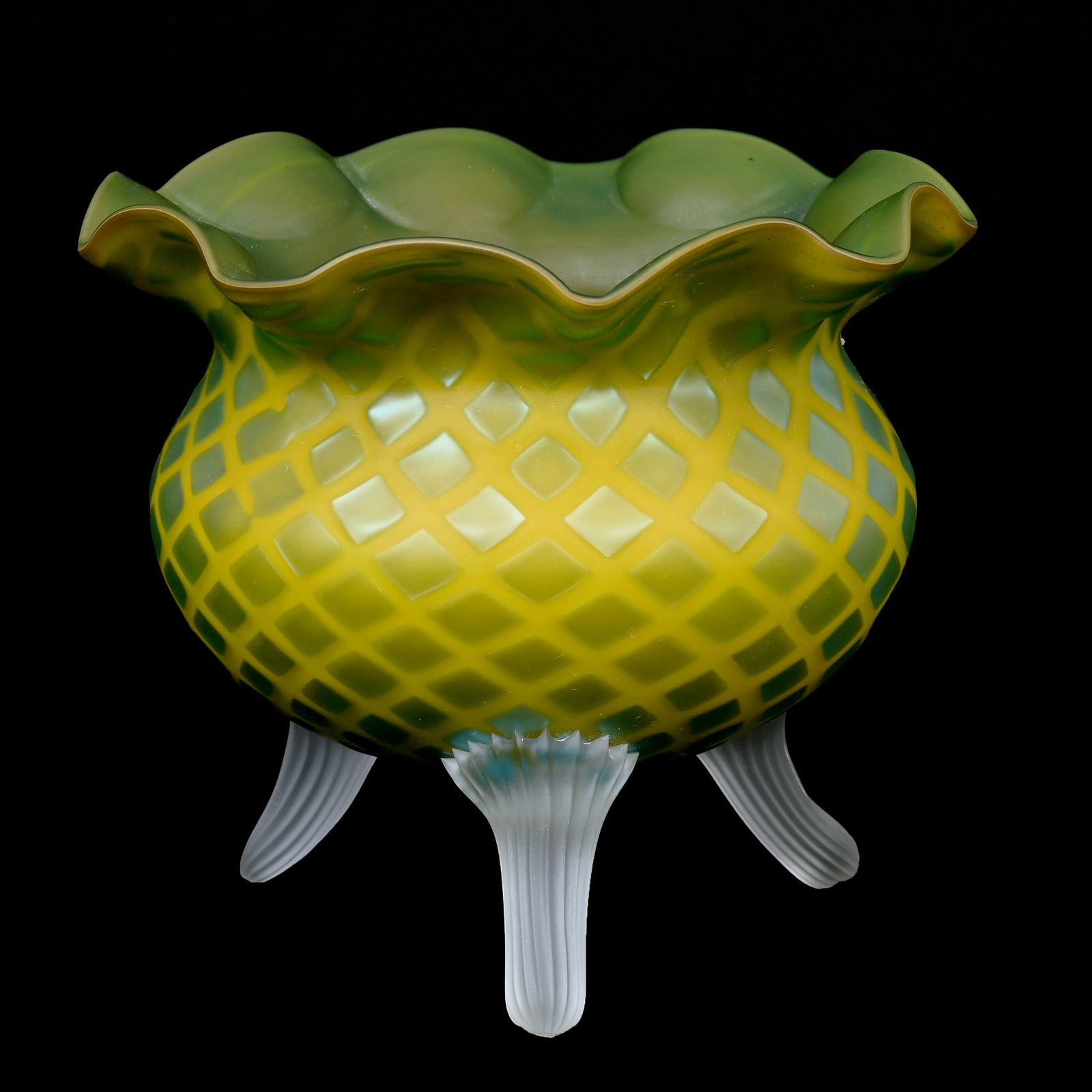 Vase, Three Feet, Italian Satin Diamond Quilted (1 of 3)