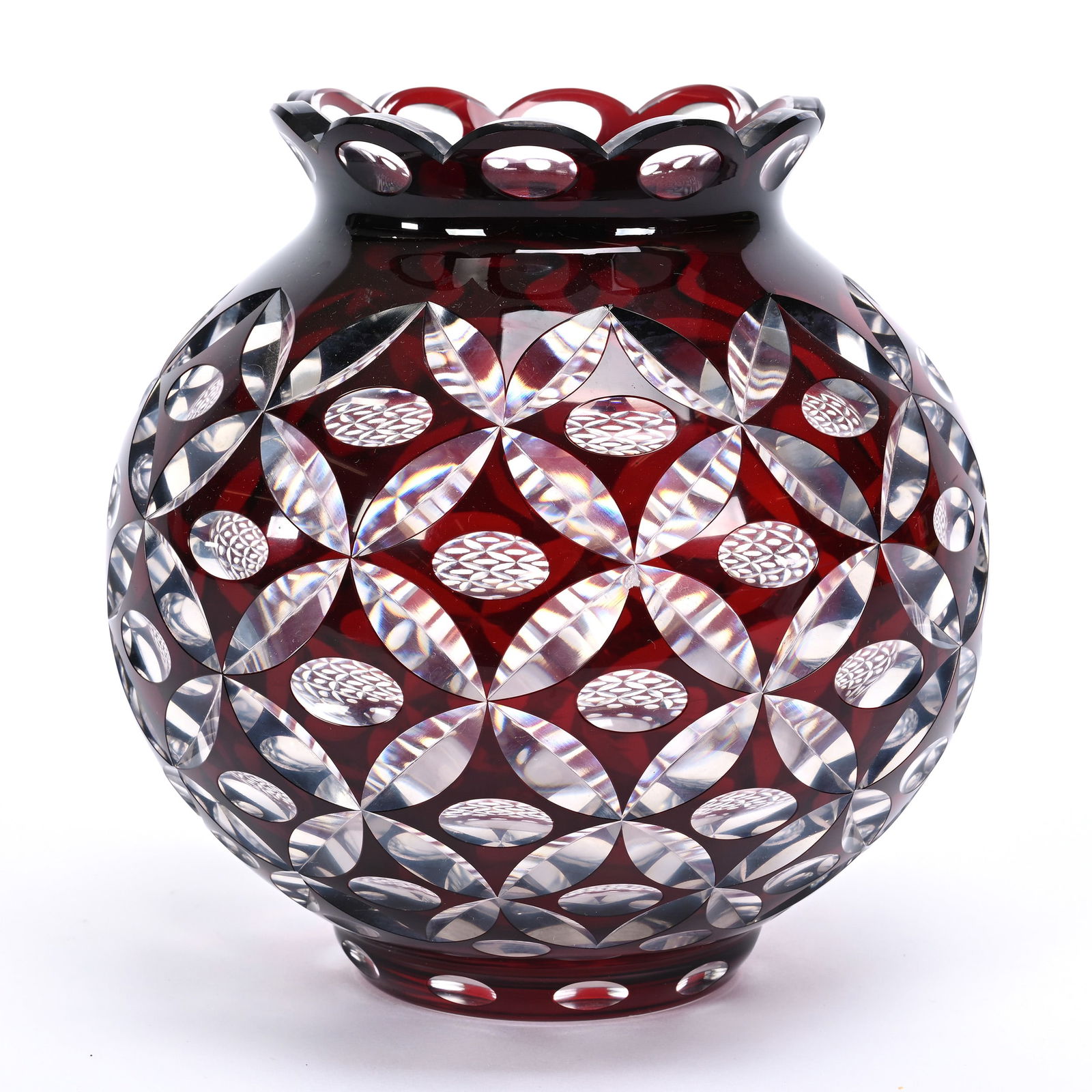 Vase, Ruby Flash Overlay With Cut Design (1 of 3)
