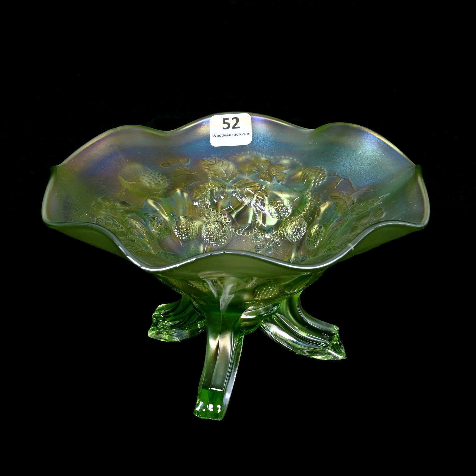 Bowl, Footed, Carnival Glass, Raspberry By Northwood (1 of 4)
