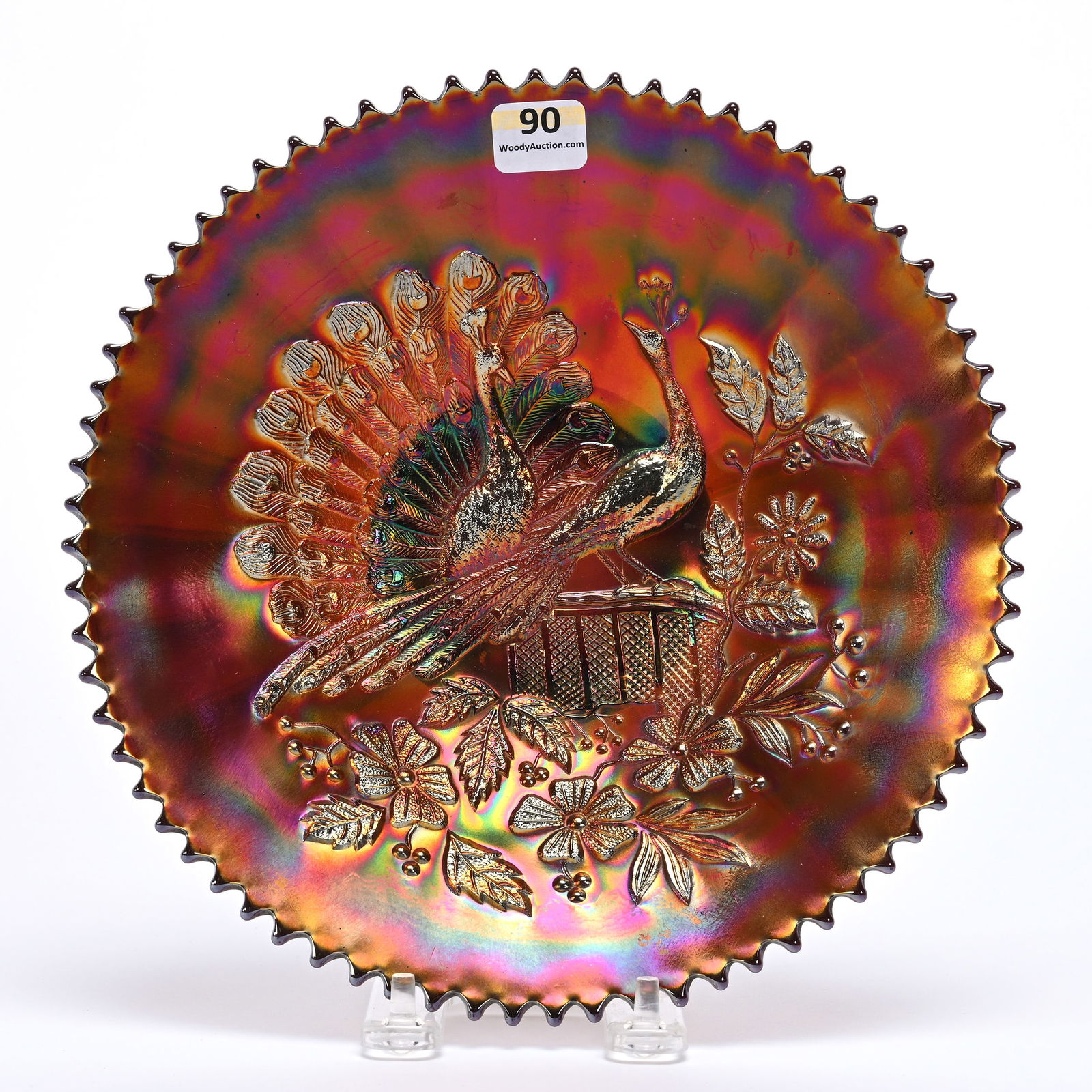 Plate, Carnival Glass, Northwood Peacocks (1 of 3)