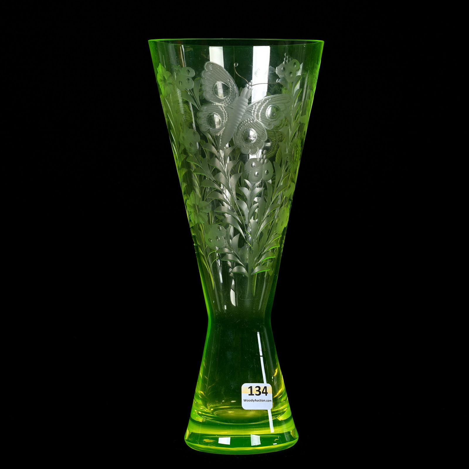 Pilsner Shape Vase, Solid Vaseline Art Glass (1 of 4)