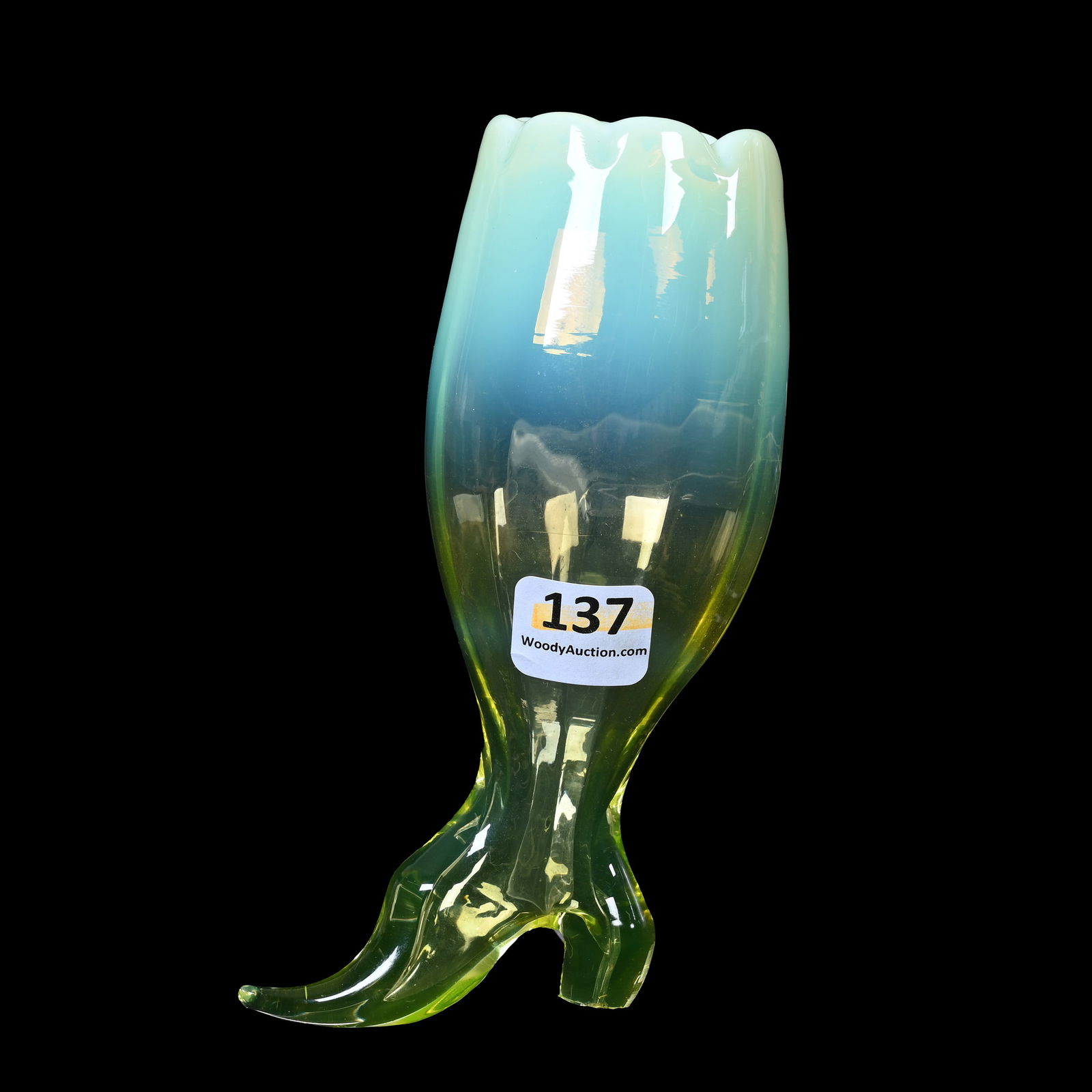 Figural Novelty Bud Vase, Solid Vaseline Opalescent (1 of 4)