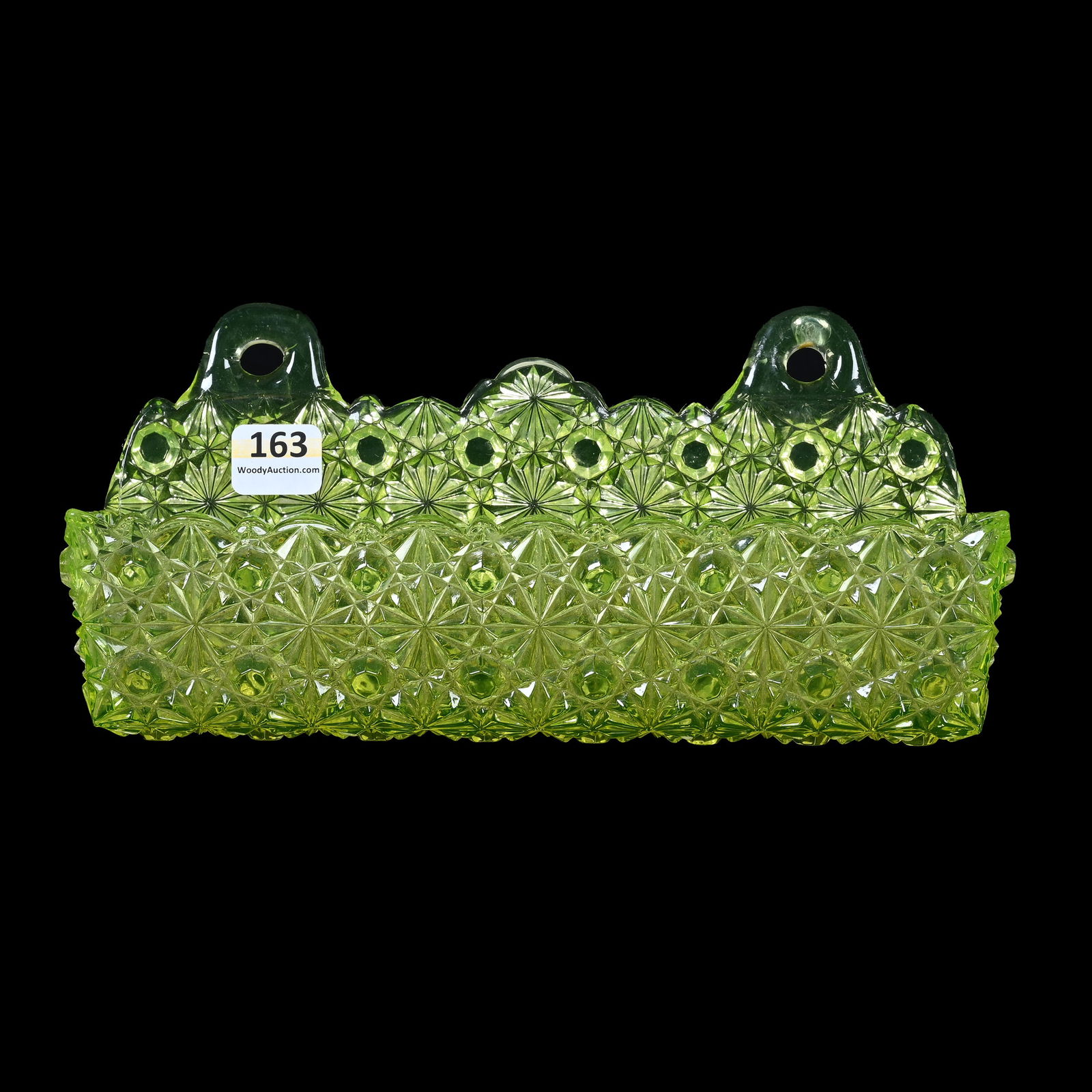 Wall Pocket, Solid Vaseline Pattern Glass (1 of 4)