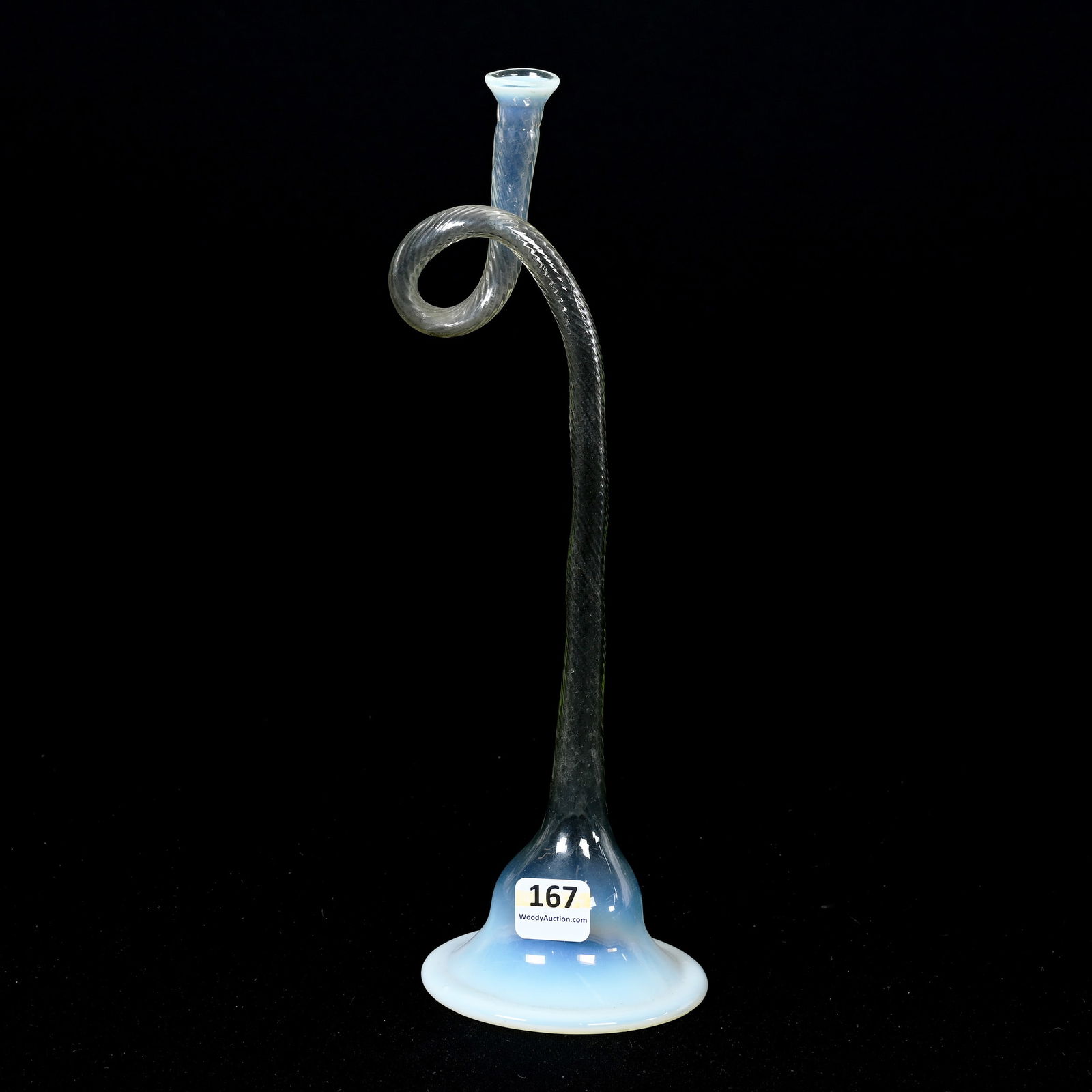 Glass "Horn" Vase, Clear Opalescent Swirl Design (1 of 3)