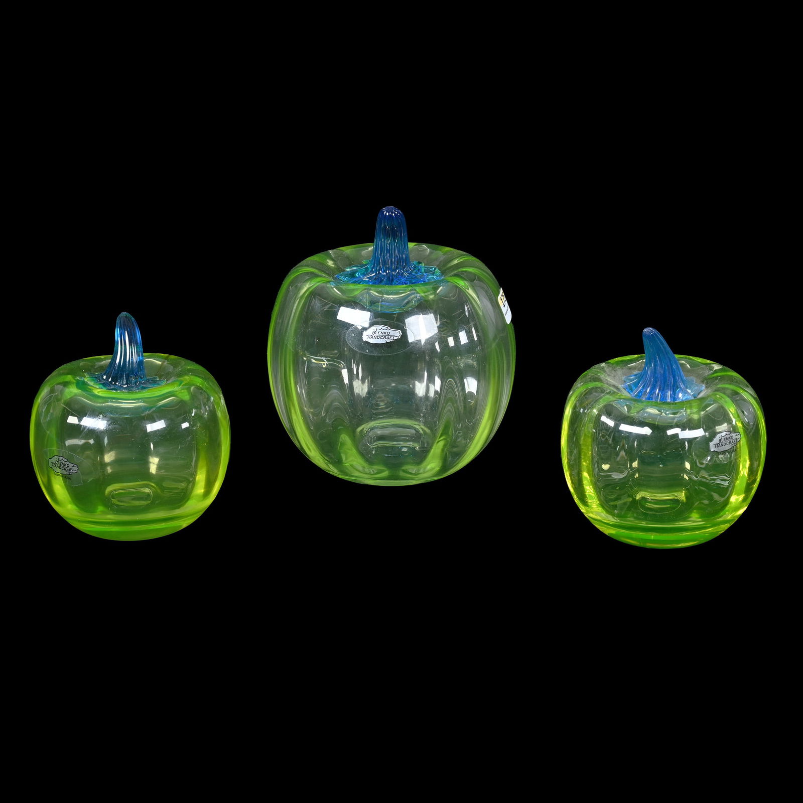 (3) Figural Art Glass Pumpkins By Blenko (1 of 3)
