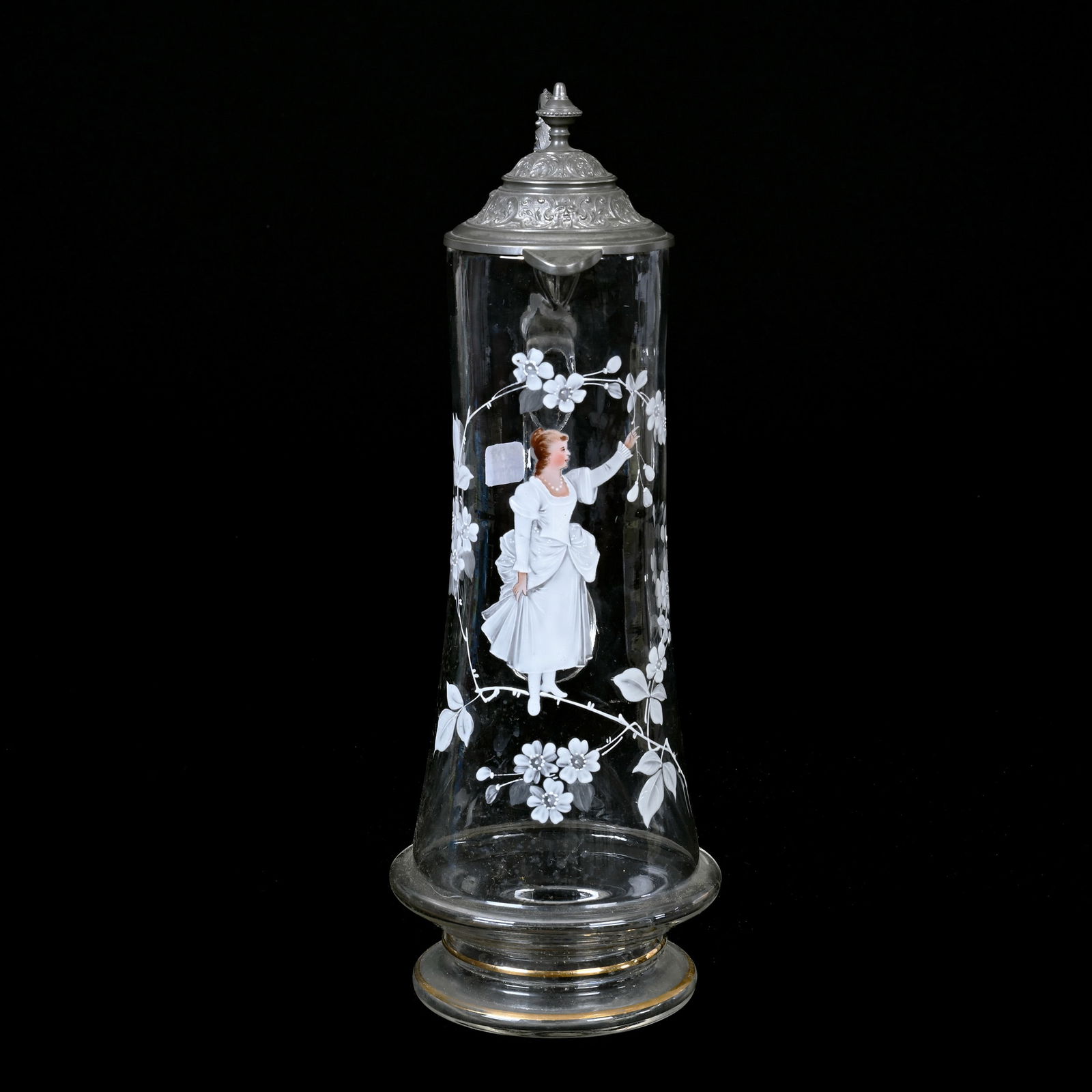 Tankard, Clear Glass With Enamel Mary Gregory Decor (1 of 3)