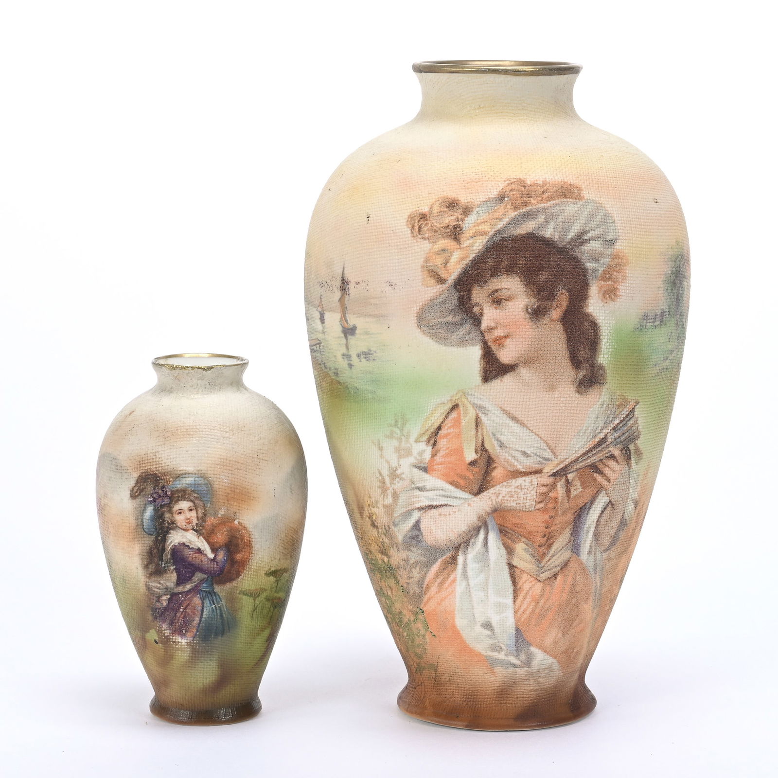 (2) Vases, Royal Bayreuth Blue Mark, Tapestry (1 of 4)