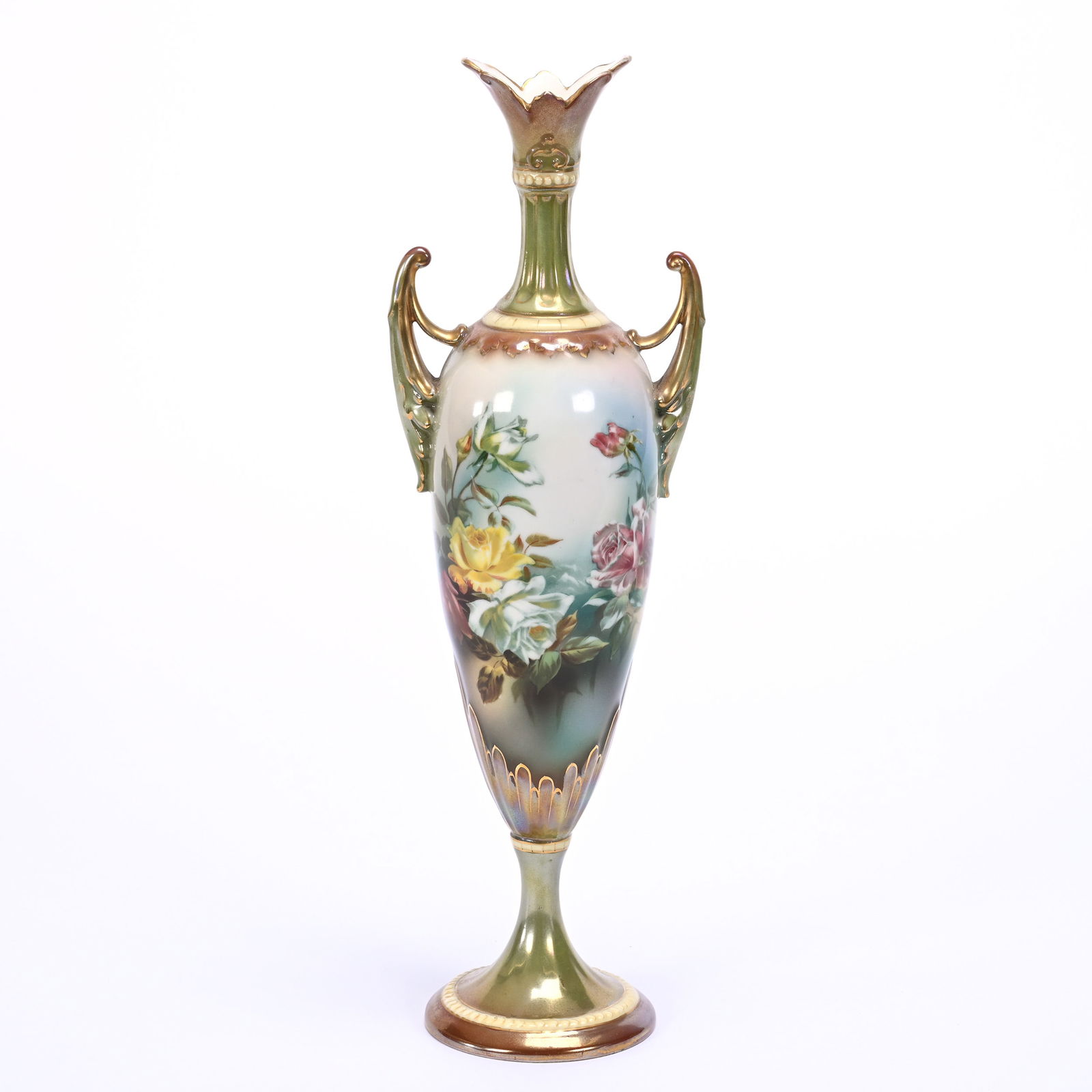 Pedestal Vase, Two Handles, Unmarked (1 of 3)