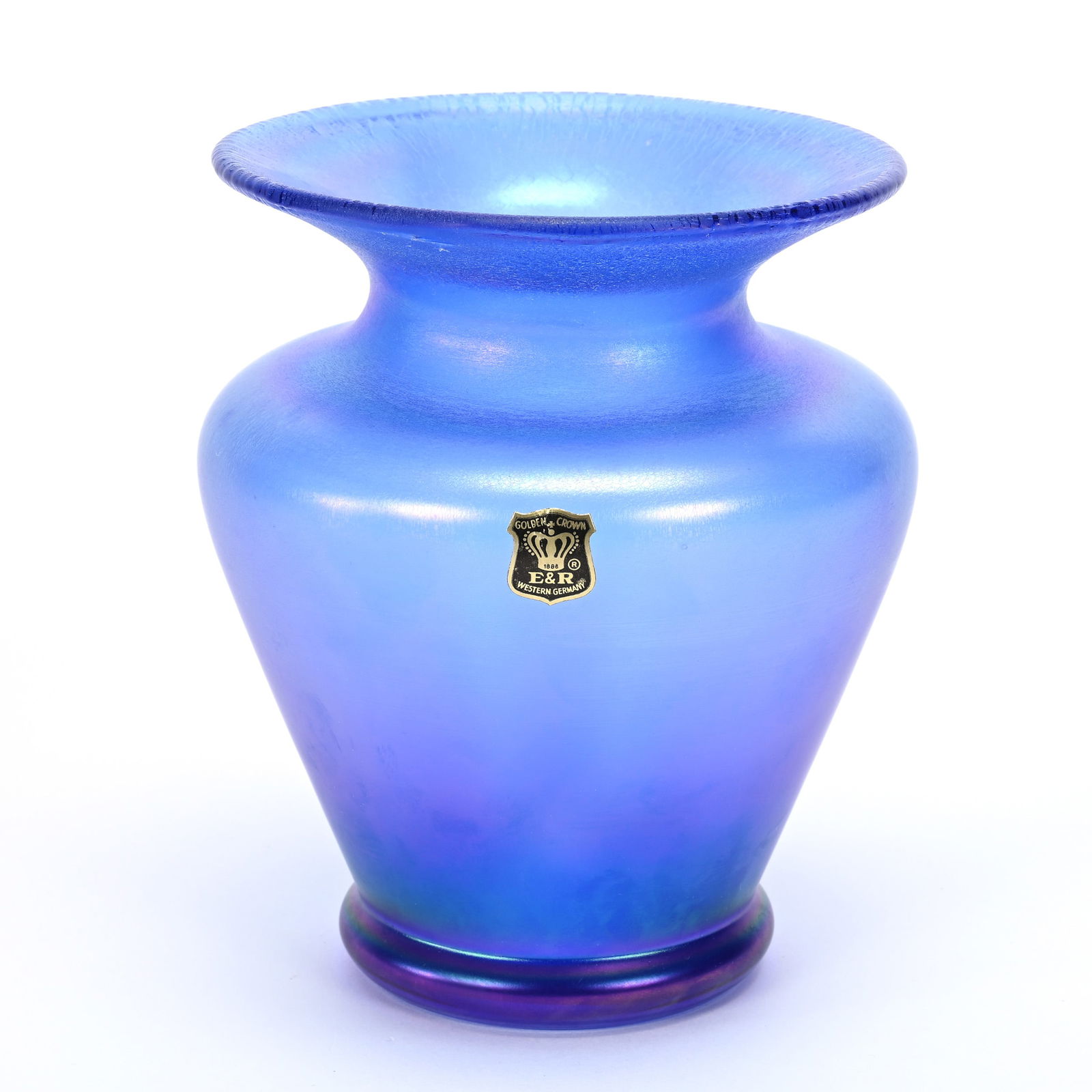 Vase, Blue Iridescent Stretch Art Glass (1 of 3)