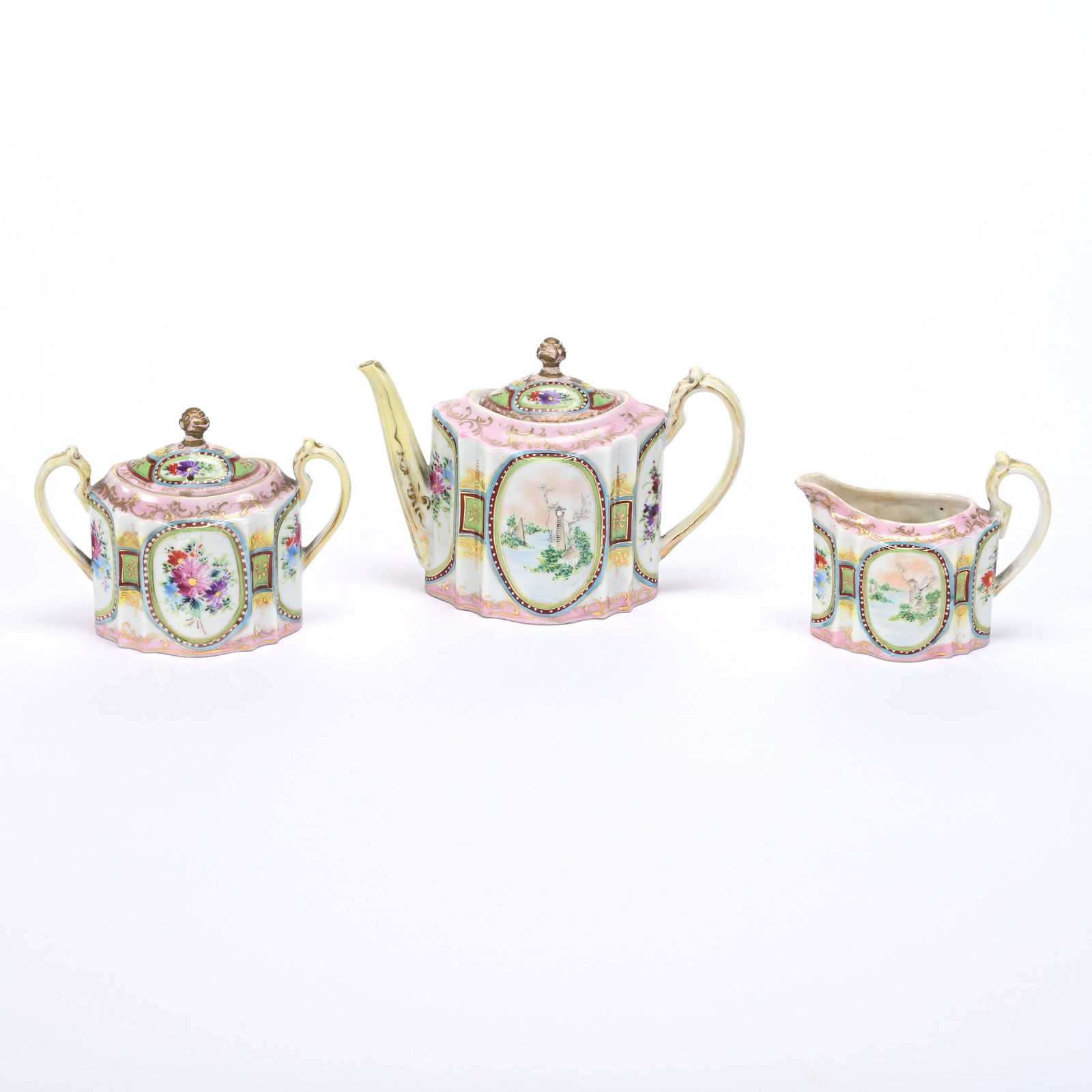 Tea Set, Unmarked Japanese Porcelain, Three Piece (1 of 3)