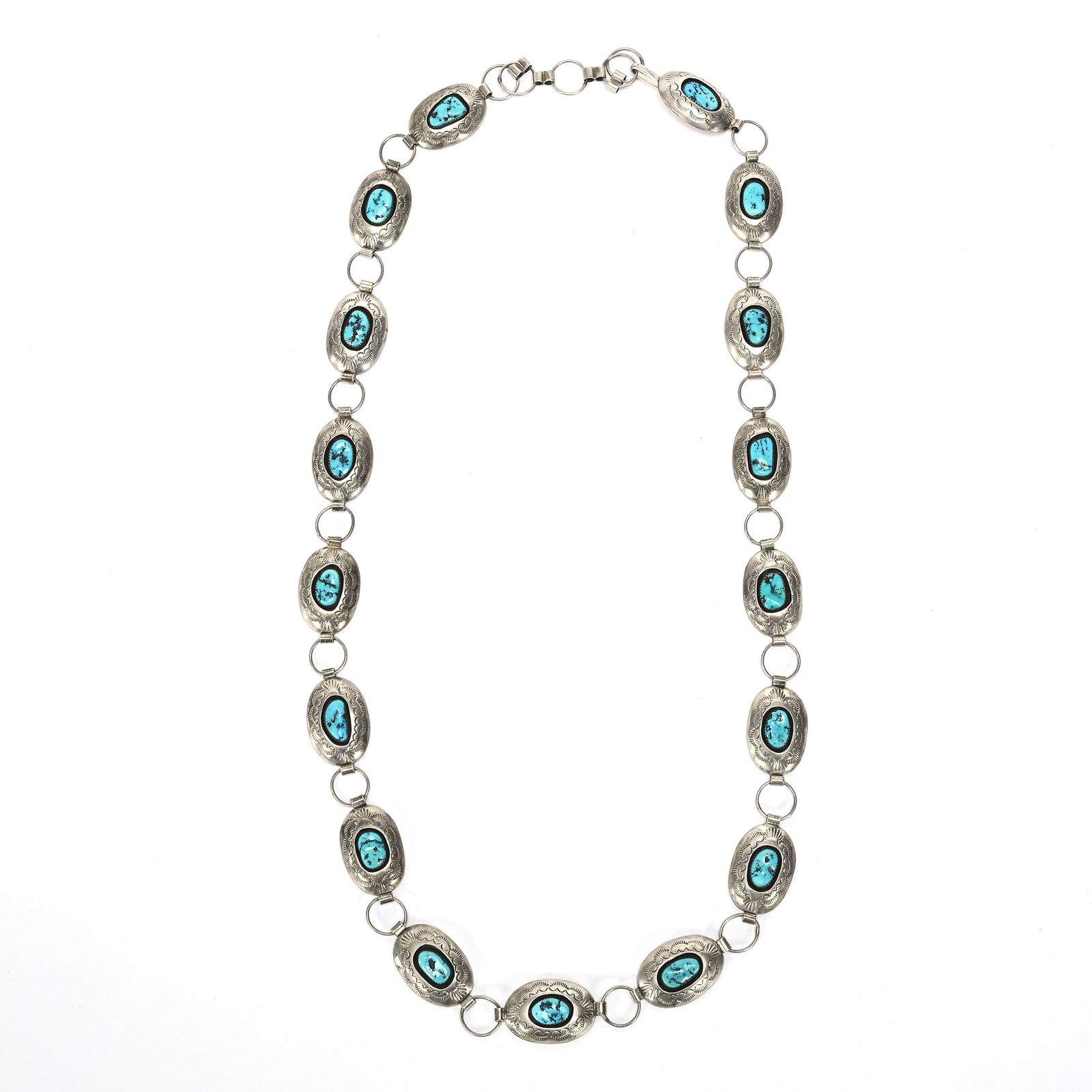 Native American Concho Belt, Sterling & Turquoise (1 of 4)