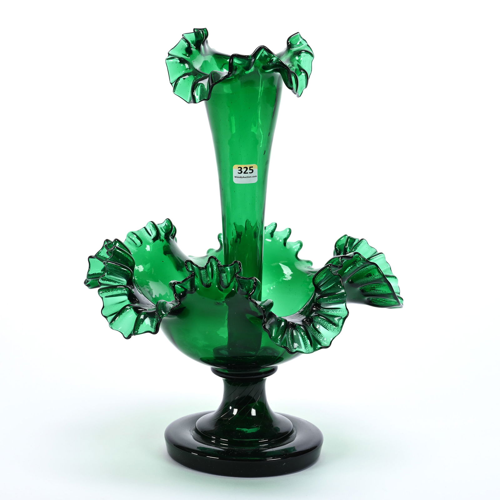 Epergne, Pedestal, Single Lily, Emerald Green (1 of 4)