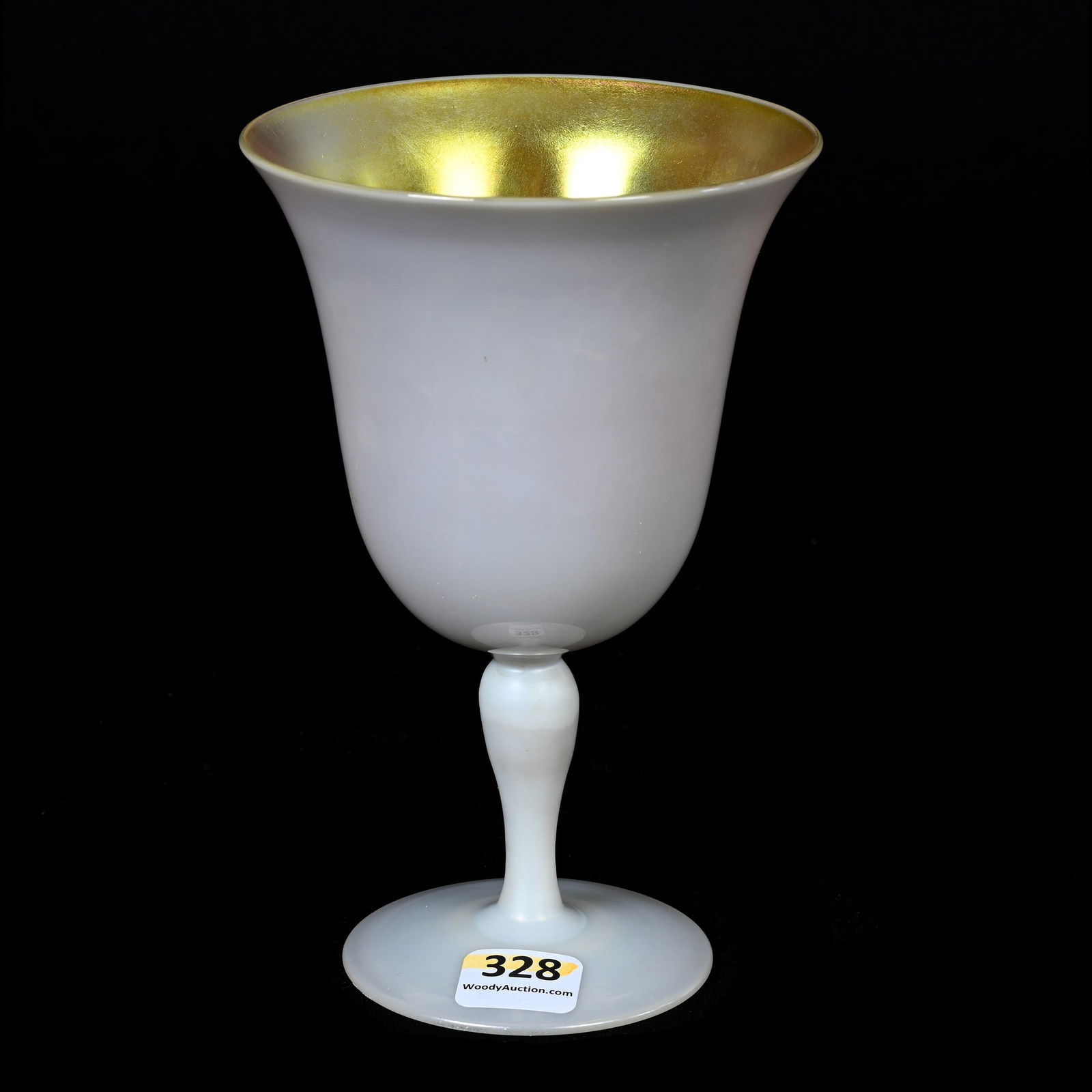 Goblet, Unmarked Steuben Gold Calcite Art Glass (1 of 3)