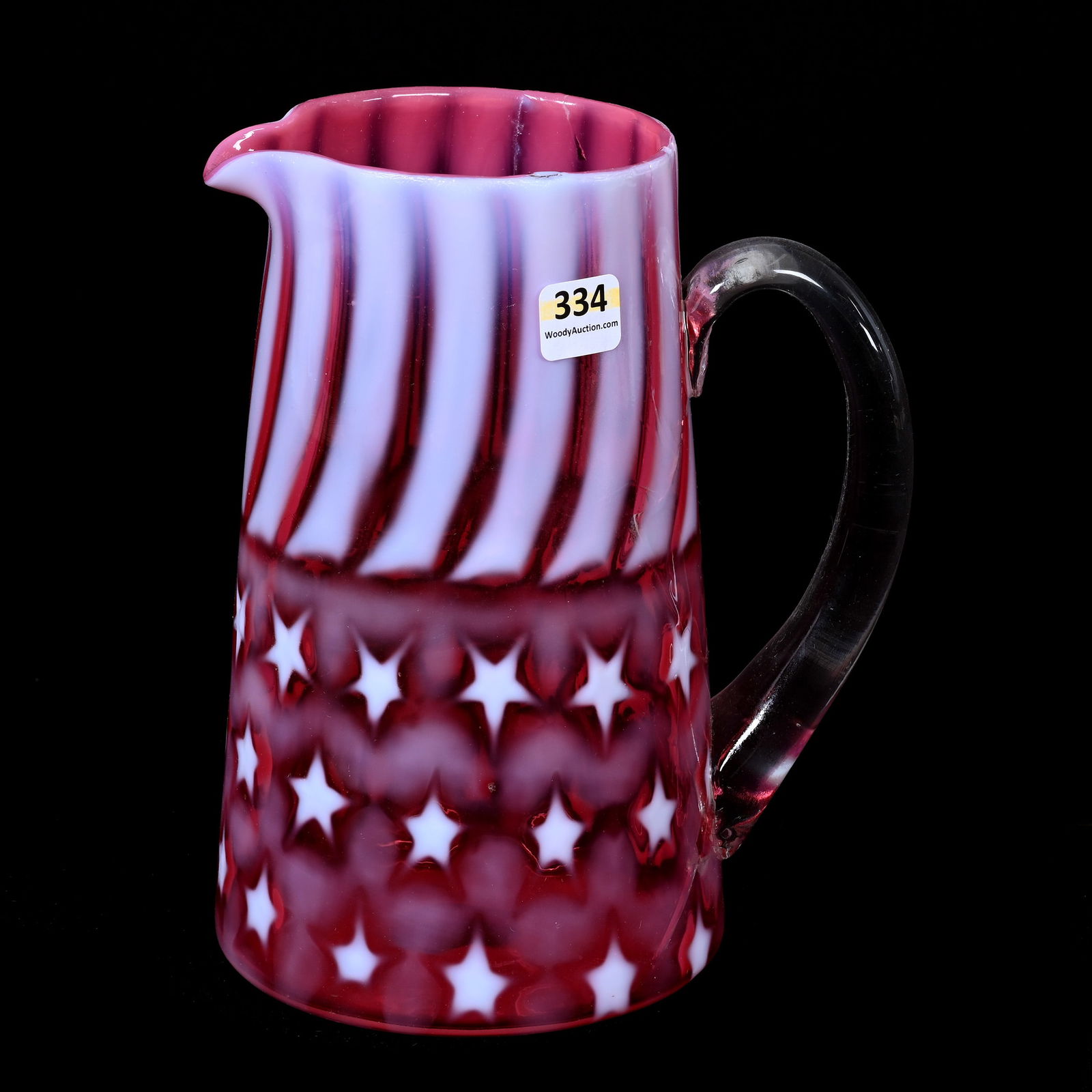 Pitcher, Cranberry Opalescent Stars & Stripes (1 of 5)
