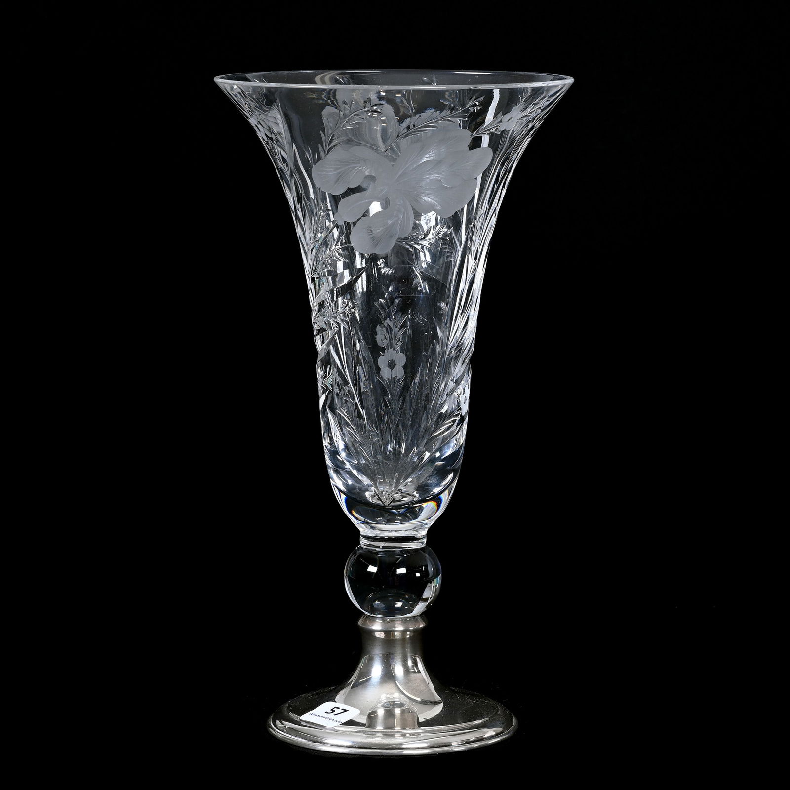 Trumpet Vase, ABCG, Engraved Iris By Hawkes (1 of 3)