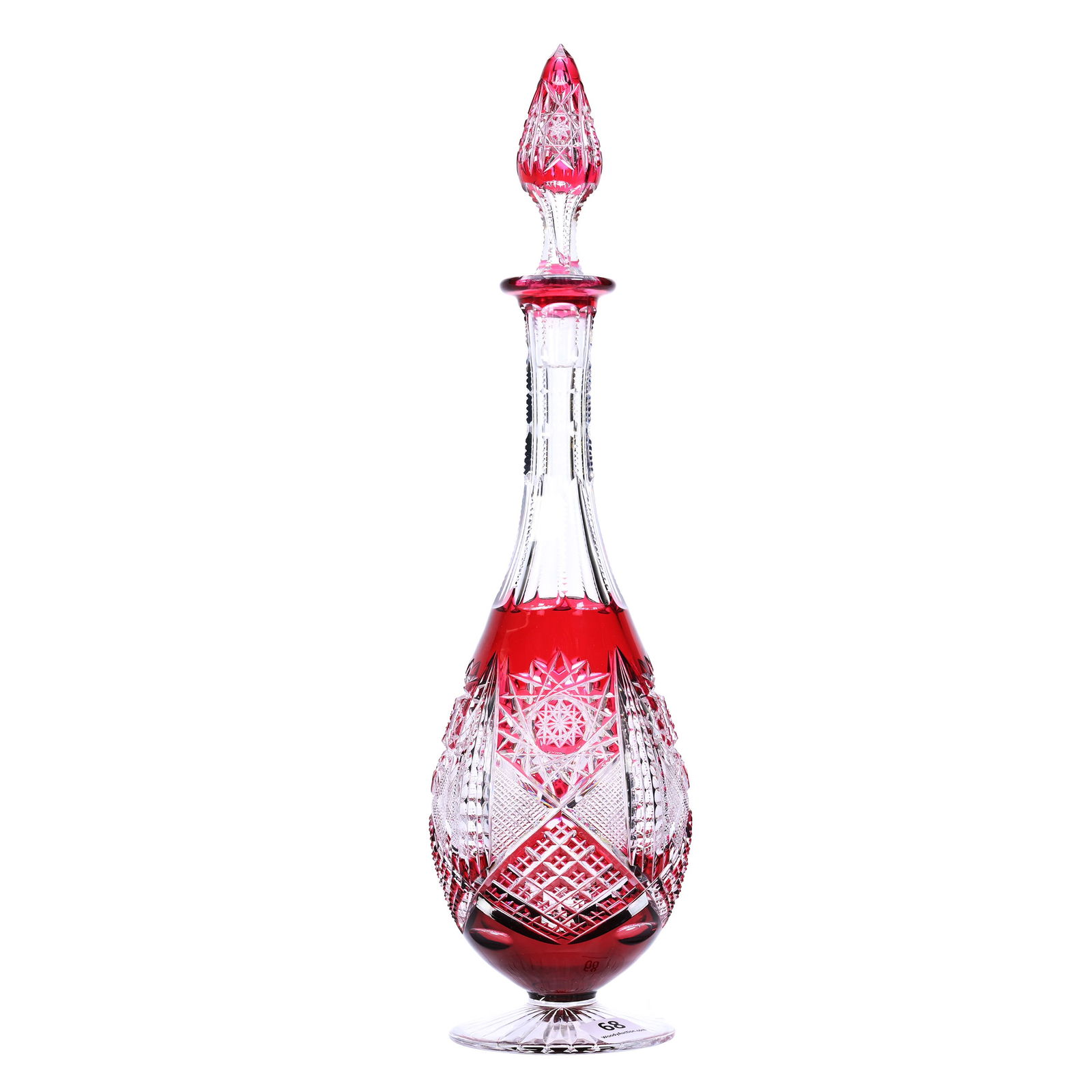Pedestal Decanter, BPCG, Red Cut To Clear (1 of 3)