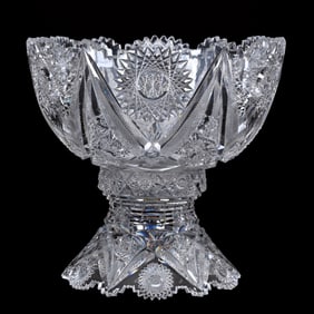 Punch Bowl, Two Part, American Brilliant Cut Glass