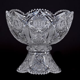 Punch Bowl, Two Part, American Brilliant Cut Glass