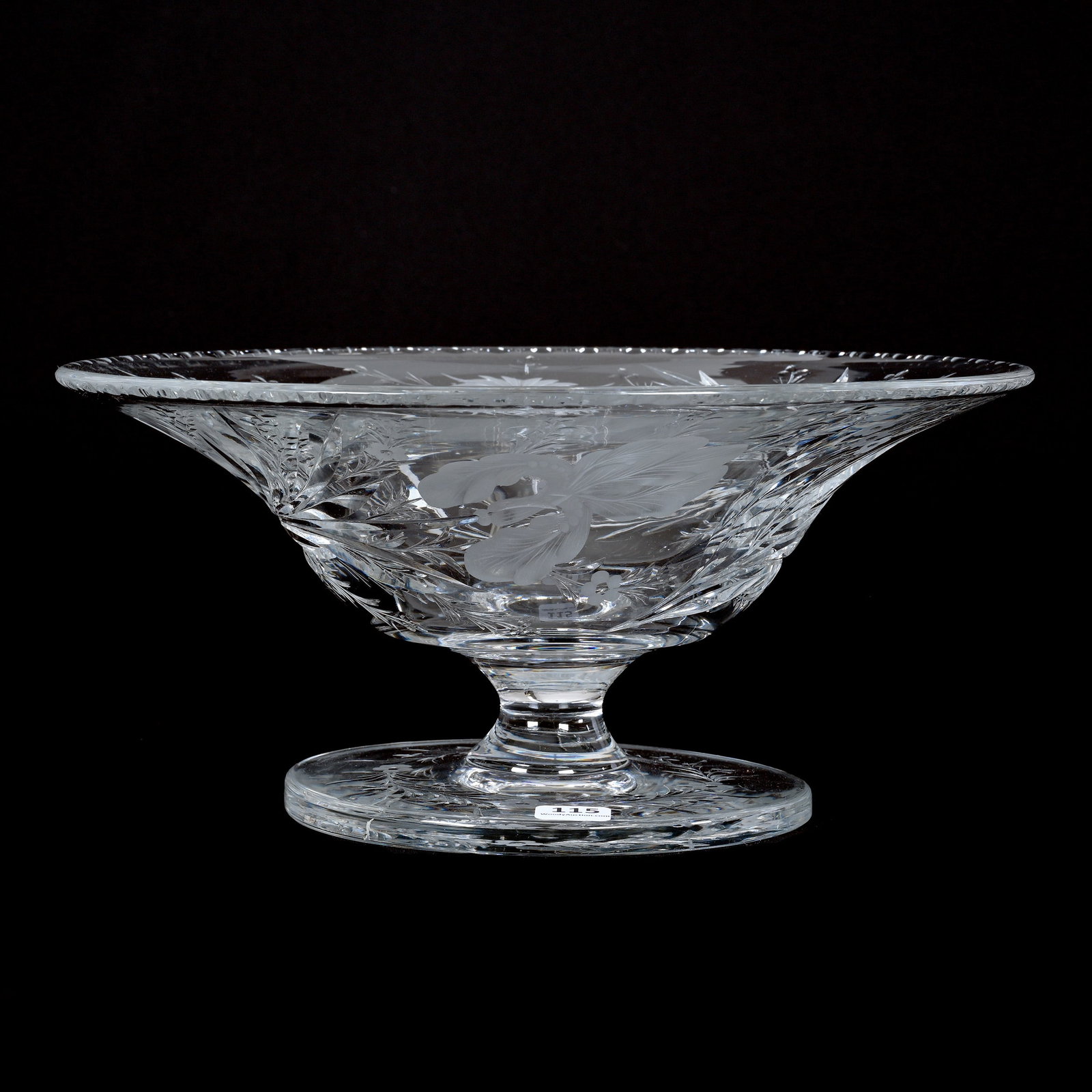 Pedestal Centerpiece, ABCG, Signed Hawkes: Pedestal Centerpiece, American Brilliant Cut Glass, Signed Hawkes, 5.5" x 11.5", Chrysanthemum Pattern, Total Weight Of Over 6.5 Pounds, The Estate Of Jean & Ralph Borelli.
