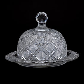 Covered Cheese Dish, American Brilliant Cut Glass