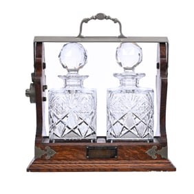 Tantalus Set, Two Bottle, American Brilliant Cut Glass