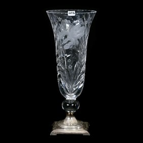 Pedestal Vase, ABCG, Hawkes Gravic Iris Pattern