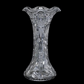 Vase, American Brilliant Cut Glass, Signed Libbey