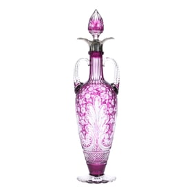 Pedestal Decanter, BPCG, Amethyst Cut To Clear