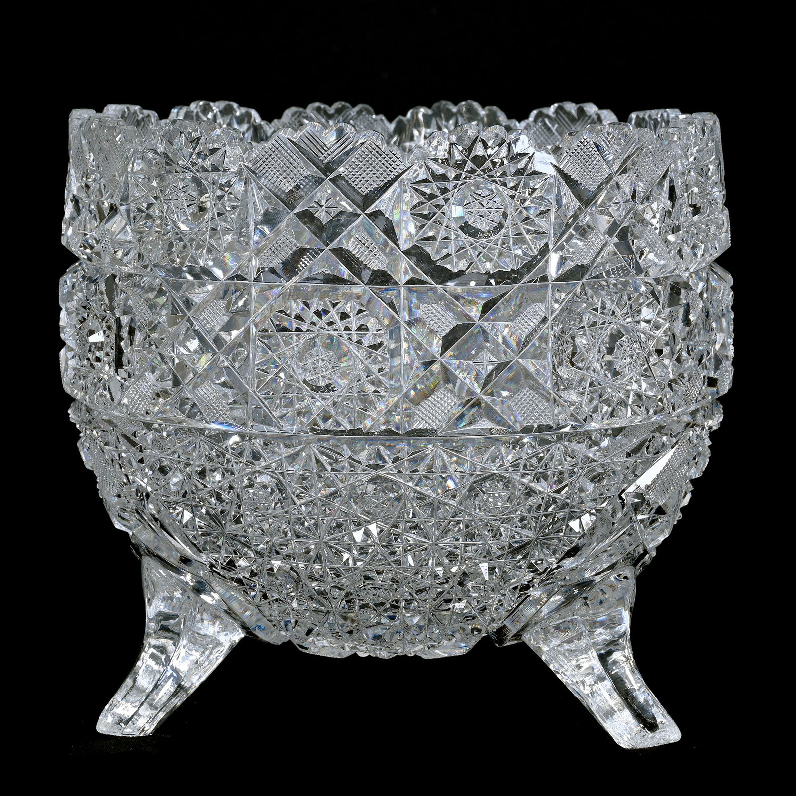 Deep Bowl, Three Feet, American Brilliant Cut Glass (1 of 3)