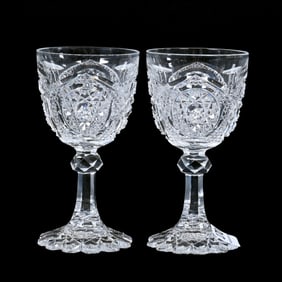 Pair Wine Stems, ABCG, Waldorf Pattern By Clark
